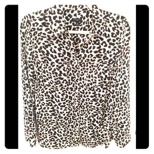 Leopard cheetah soft blouse black/ivory like new